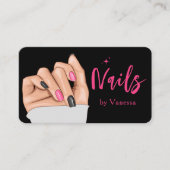 Artiste à ongles roses noir Qr Code Chic Carte de  (Devant)