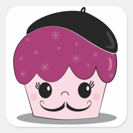 Artiste Cupcake Mustache Vierkante Sticker (Voorkant)