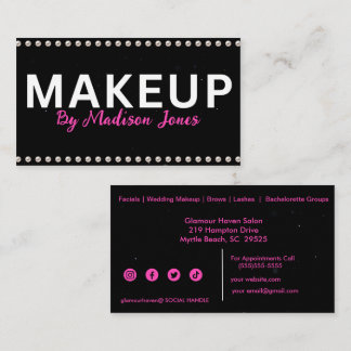 Artiste de maquillage noir Cartes de visite blancs