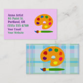 Artiste de palette de peinture Cartes de visite (Devant / Derrière)