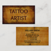 Artiste de tatouage Carte de visite de bois antiqu (Devant / Derrière)
