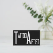 Artiste de tatouage noir Carte de visite simple (Debout devant)