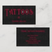 Artiste de tatouage Rouge noir Cool Carte de visit (Devant / Derrière)