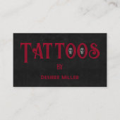 Artiste de tatouage Rouge noir Cool Carte de visit (Devant)
