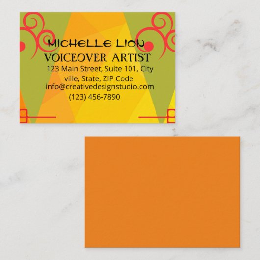 Artiste de voix off Carte de visite Jaune moderne (Devant / Derrière)