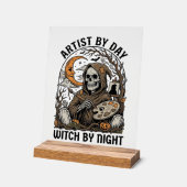 Artiste Halloween Sorcière Gravure Vintage Art Tee (Angle)