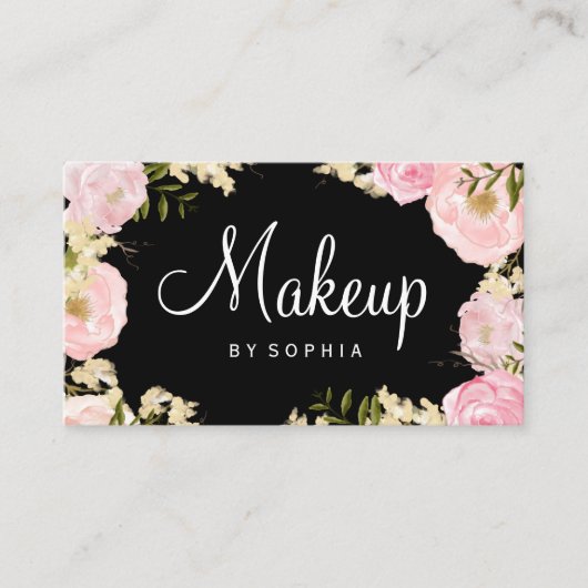 Artiste maquillage Moderne Floral Carte de visite  (Devant)