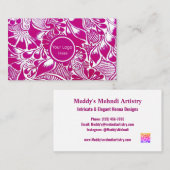 Artiste Mehndi personnalisé Carte de visite avec c (Devant / Derrière)