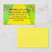 Artiste Voicover Vert Jaune Carte de visite simple (Devant / Derrière)