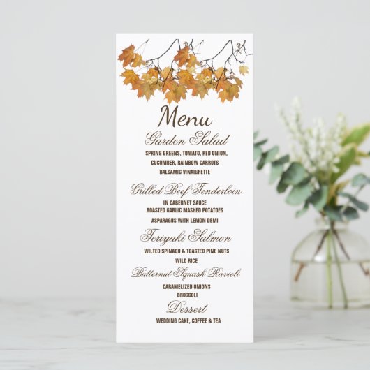 Artistic Automne Feuilles Menu Mariage (Debout devant)
