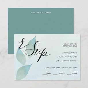 Artistic Blue Herfst Waterverf Kunst RSVP Kaartje