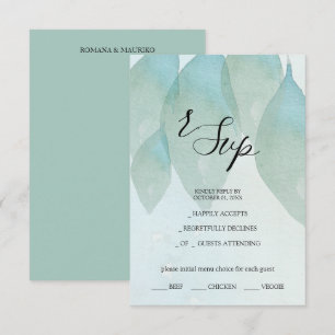 Artistic Blue Herfst Waterverf Kunst RSVP Kaartje