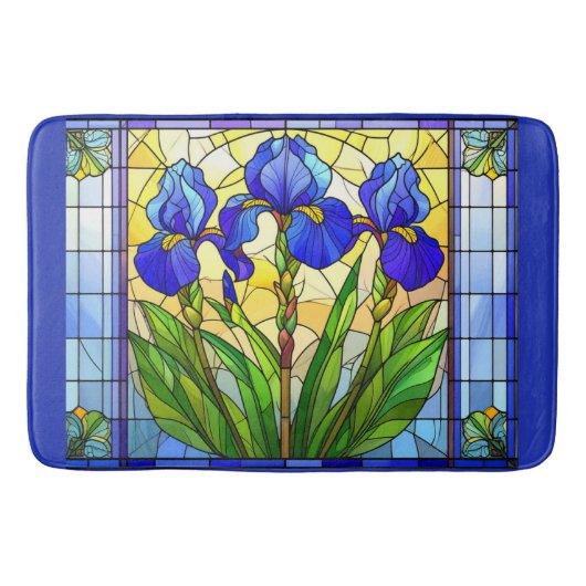 Artistic Blue Iris Floral Glas in lood Mat (Voorkant)