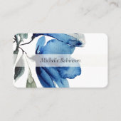 Artistic Blue Oversized Flowers Waterverf Visitekaartje (Voorkant)
