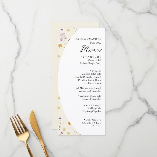 Artistic Blush Bloementuin Waterverf Menu (Voorkant / Achterkant in situ)