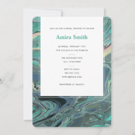 Artistic Boho Aqua Marble Shower Uitnodiging