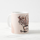 Artistic Boho Botanical Coffee Cup Two-Tone Mug (Devant gauche)