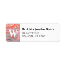 Artistic Boho Coral Marble Return Label