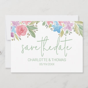 Artistic Boho Wildflower Waterverf Handbeschilderd Save The Date