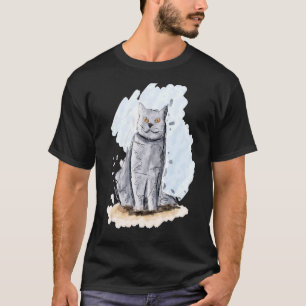Artistic Cat Handgetekende Schets van een Britse S T-shirt