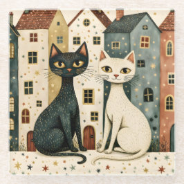 Artistic Cats Glazen Onderzetter