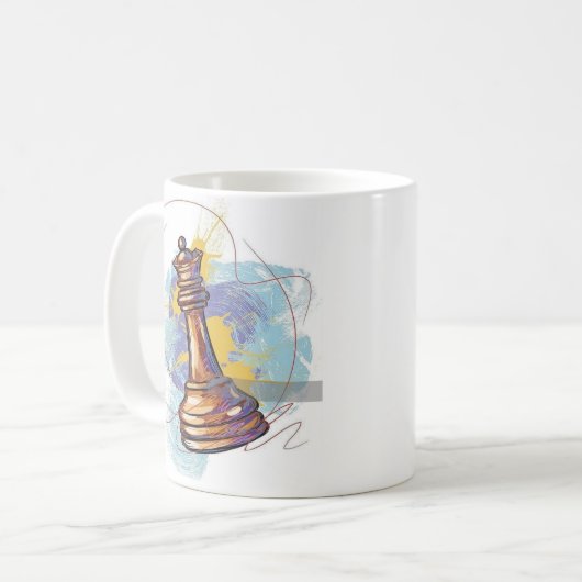 Artistic Chess King Coffee Mok – Abstracte kleur (Voorkant links)