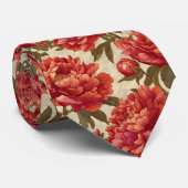 Artistic Christmas Gift For Him Peonies Flower Stropdas (Opgerold)