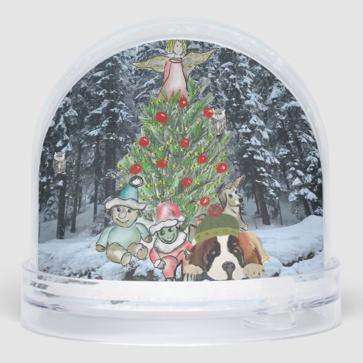 Artistic Christmas Tree Scene Snow Globe Sneeuwbol (Achterkant)