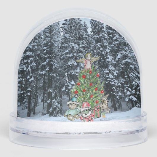 Artistic Christmas Tree Scene Snow Globe Sneeuwbol (Voorkant)