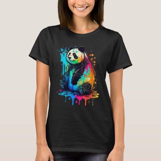 Artistic Colorful Pop painted Panda T-shirt (Voorkant)
