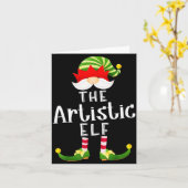 Artistic Elf Group Christmas Funny Pajama Party Kaart (Gele Bloem)