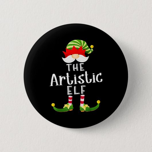 Artistic Elf Group Christmas Funny Pajama Party Ronde Button 5,7 Cm (Voorkant)