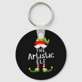 Artistic Elf Group Christmas Funny Pajama Party Sleutelhanger (Voorkant)