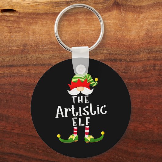 Artistic Elf Group Christmas Funny Pajama Party  Sleutelhanger (Voorkant)