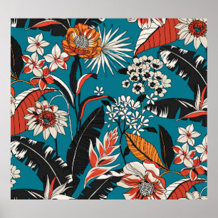 Artistic Floral Deco: naadloos patroon Poster