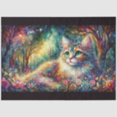  Artistic Floral Woodland Boho Cat Decoupage  Tissuepapier (Voorkant)