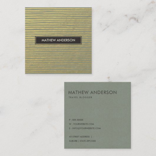 ARTISTIC GOLD GRAY FAUX SKETCH STRIPE LINE PATROON VIERKANTE VISITEKAARTJE (Voorkant / Achterkant)