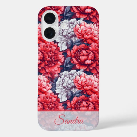Artistic Housewarming Gift Peony Name Case-Mate iPhone Case (Achterkant)