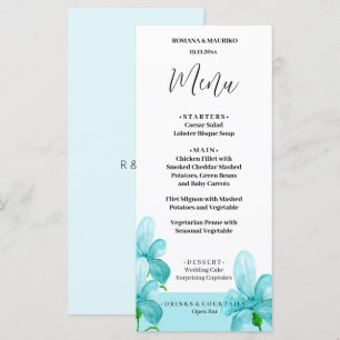 Artistic Iris Blue Floral Waterverf Handbeschilder Menu