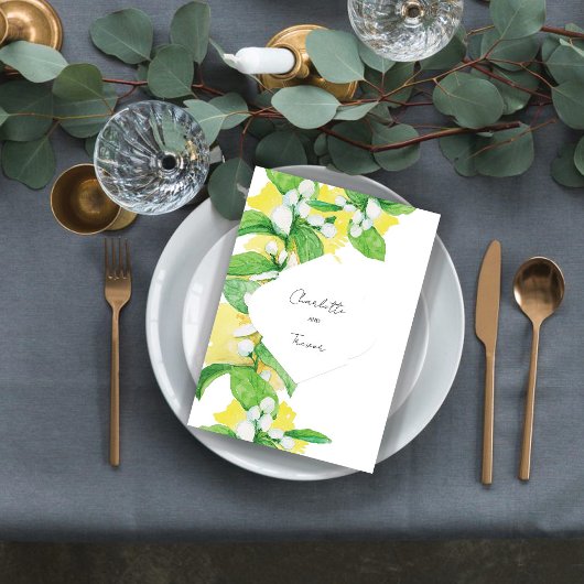 Artistic Lemon Tree Flowers Waterverf Kaart