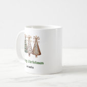 Artistic Leopard Christmas Trees Custom Name Mug (Devant gauche)