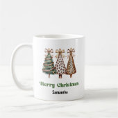 Artistic Leopard Christmas Trees Custom Name Mug (Gauche)
