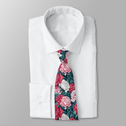 Artistic Mens Accessories Peonies Floral Stropdas (Gebonden)