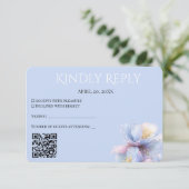 Artistic Pastel Botanical Florals Wedding QR Code RSVP Kaartje (Staand voorkant)