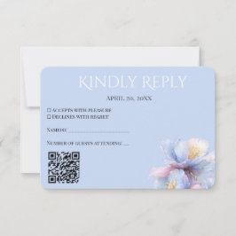 Artistic Pastel Botanical Florals Wedding QR Code RSVP Kaartje