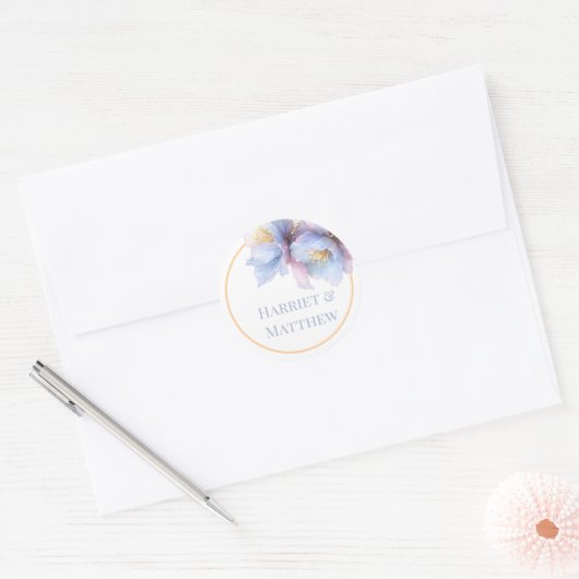 Artistic Pastel Botanical Florals Wedding Ronde Sticker (Envelop)
