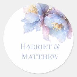 Artistic Pastel Botanical Florals Wedding Ronde Sticker
