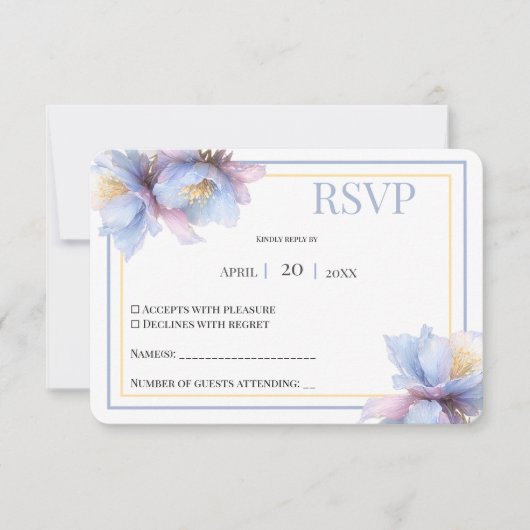 Artistic Pastel Botanical Florals Wedding RSVP Kaartje (Voorkant)