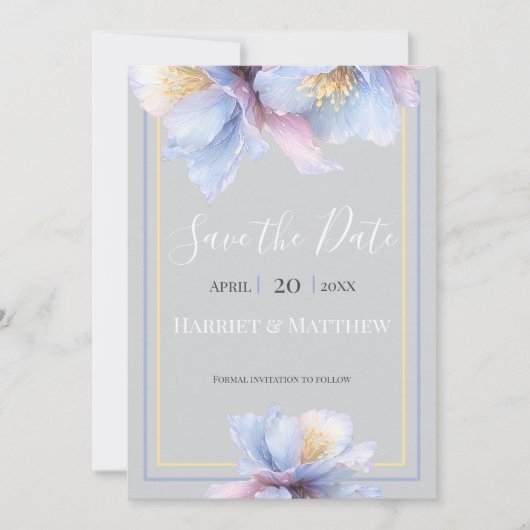 Artistic Pastel Botanical Florals Wedding Save The Date (Voorkant)