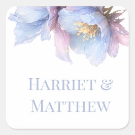 Artistic Pastel Botanical Florals Wedding Vierkante Sticker